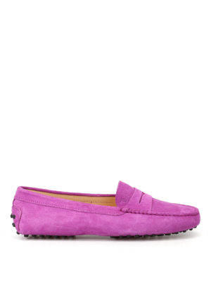 Tod'S: Loafers & Slippers - Gommino violet suede driving shoes