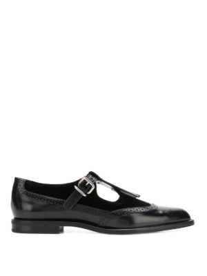 TOD'S: Mocassini e slippers - Monk strap brogue in pelle e velluto