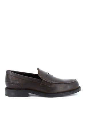 TOD'S: Loafers & Slippers - Leather stamped logo loafers