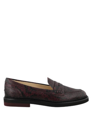 TOD'S: Mocassini e slippers - Mocassini in pelle stampa rettile fantasia