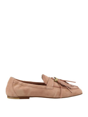 TOD'S: Mocassini e slippers - Mocassino rosa in camoscio con nappina