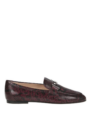 TOD'S: Mocassini e slippers - Mocassini Double T in pelle effetto pitone