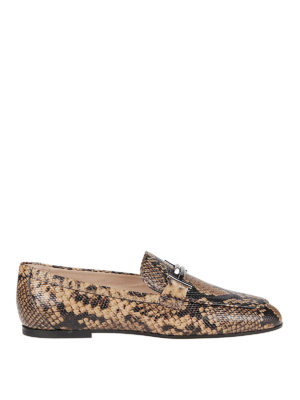 TOD'S: Mocassini e slippers - Mocassini Double T in pelle effetto pitone