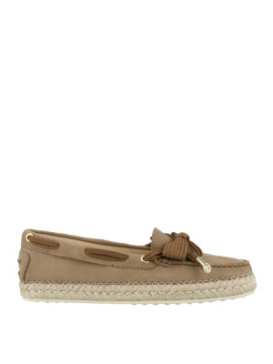 TOD'S: Mocassini e slippers - Mocassini in nabuk con rafia