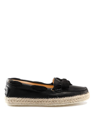 TOD'S: Mocassini e slippers - Mocassini in pelle con profilo in rafia