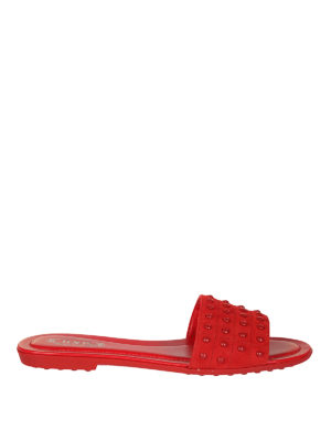 TOD'S: Mocassini e slippers - Slipper Gommino in suede rosso