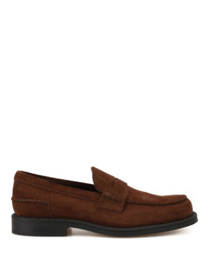 TOD'S: Mocassini e slippers - Mocassini in camoscio color caffè