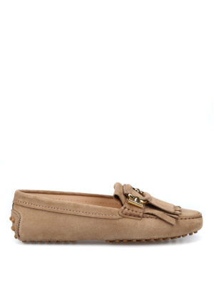 TOD'S: Mocassini e slippers - Mocassini in camoscio con frange