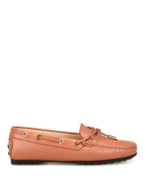 TOD'S: Mocassini e slippers - Mocassini in pelle testurizzata rosa antico