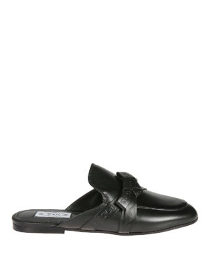 TOD'S: sabot - Sabot in pelle con dettaglio fiocco