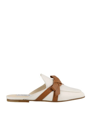 TOD'S: sabot - Sabot in pelle bianca con dettaglio fiocco