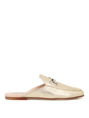 Tod'S: mules shoes - Double T metallic leather mules