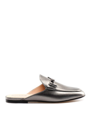TOD'S: sabot - Sanot Double T in pelle metallizzata