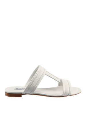 TOD'S: sandali - Sandali bianchi con doppia T