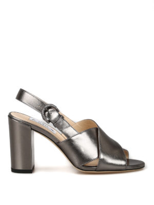 TOD'S: sandali - Sandali slingback in pelle metallizzata