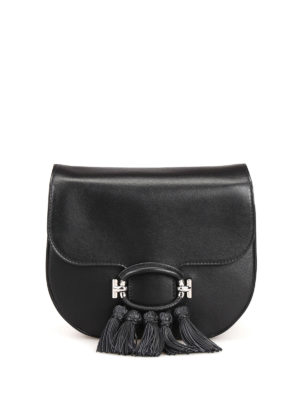 TOD'S: borse a spalla - Borsa T-Ring Mini in pelle nera