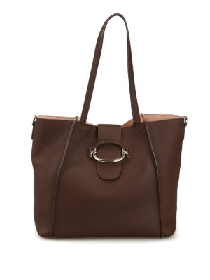 TOD'S: shopper - Borsa shopping in pelle Double T grande