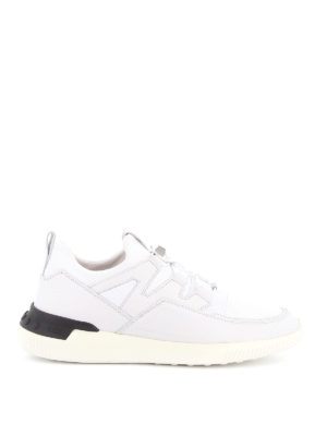 TOD'S: trainers - No_Code_03 white leather and scuba sneakers