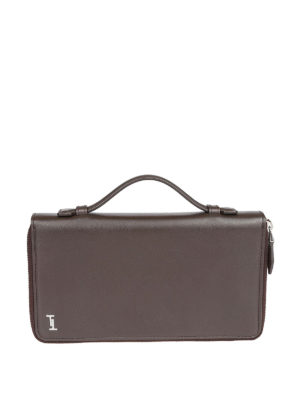TOD'S: portafogli - Organizer in pelle marrone con manico