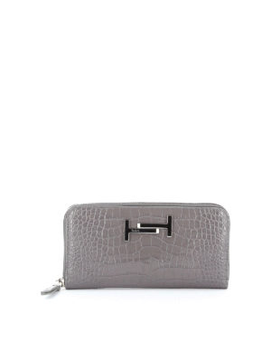 TOD'S: wallets & purses - Double T croco print leather wallet