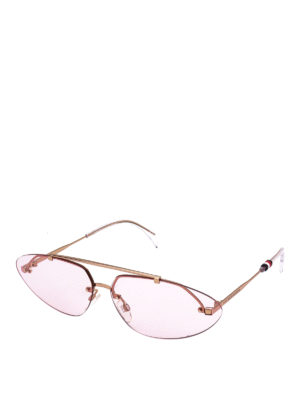 TOMMY HILFIGER: sunglasses - Rose gold triangular sunglasses