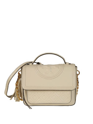 TORY BURCH: bauletti - Borsa a mano bianca Fleming