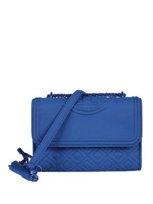 TORY BURCH: borse a tracolla - Borsa Fleming piccola gommata bluette