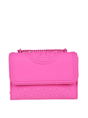 TORY BURCH: borse a tracolla - Borsa Fleming piccola gommata fucsia