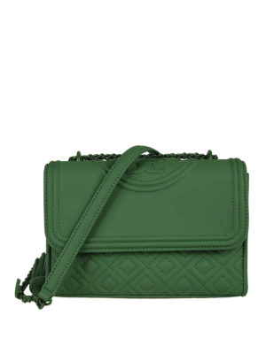 TORY BURCH: borse a tracolla - Borsa Fleming piccola gommata verde