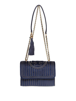 TORY BURCH: borse a tracolla - Borsa Fleming Mini Stud piccola in velluto