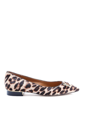 TORY BURCH: flat shoes - Gigi Leo print calf hair flats