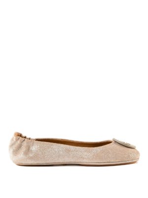 TORY BURCH: ballerine - Ballerine Minnie in metal suede ripiegabili