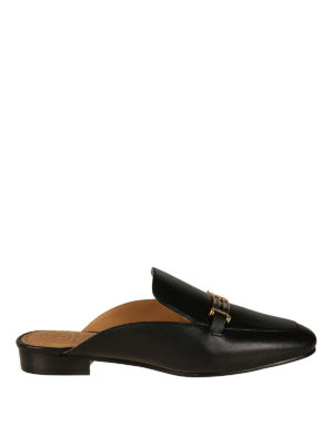TORY BURCH: sabot - Sabot neri Amelia in pelle