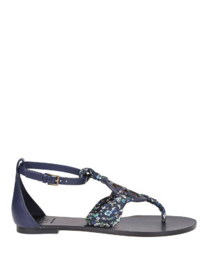 TORY BURCH: sandali - Sandali Miller Scarf blu
