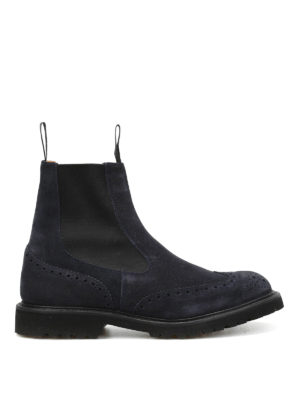 Tricker's: boots - Henry Commando brogued suede boots