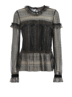 TWINSET: blouses - Raw cut frills lurex lace blouse