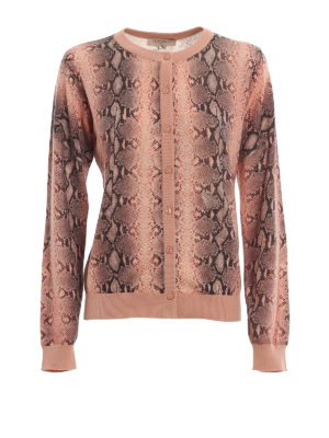 TWINSET: cardigans - Reptile print wool cardigan