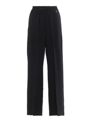 TWINSET: pantaloni casual - Pantaloni neri in crepe cady