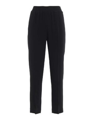 TWINSET: casual trousers - Black envers satin cady trousers