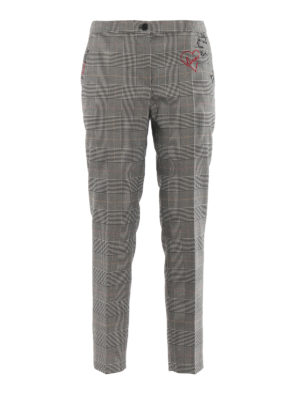 TWINSET: pantaloni casual - Pantaloni Principe di Galles con ricami