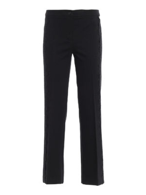 TWINSET: casual trousers - Macramé lace band palazzo trousers