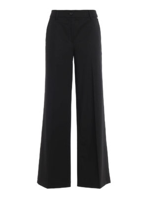 TWINSET: casual trousers - Wool blend palazzo trousers