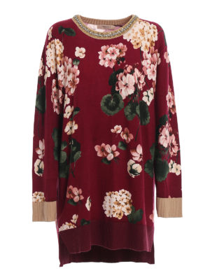 TWINSET: crew necks - Floral maxi sweater