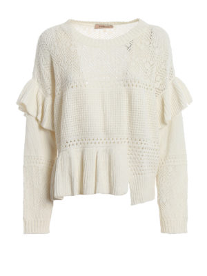 TWINSET: crew necks - Flounced boxty sweater