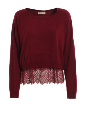 TWINSET: crew necks - Removable lace trimming sweater