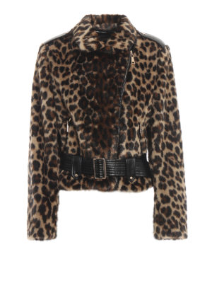TWINSET: Pellicce e montoni - Giacca biker in finta pelliccia animalier