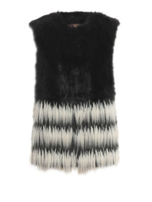 TWINSET: Pellicce e montoni - Gilet in finta pelliccia bicolore