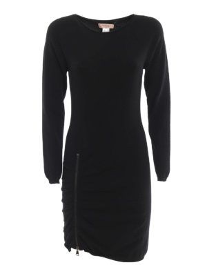 TWINSET: abiti al ginocchio - Abito in maglia con zip e drappeggio