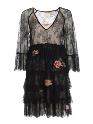 TWINSET: Knielange Kleider - Knielanges Kleid - Schwarz