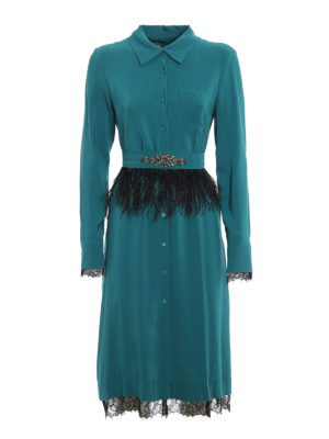 TWINSET: Knielange Kleider - Knielanges Kleid - Grün